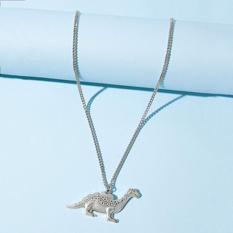 

Dinosaur Pendant Necklace, Silver