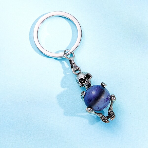 

Skull Charm Keychain, Blue