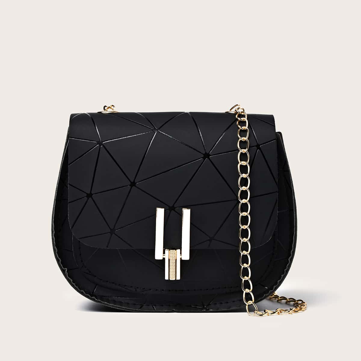 Image of Geometric Embossed Saddle Bag