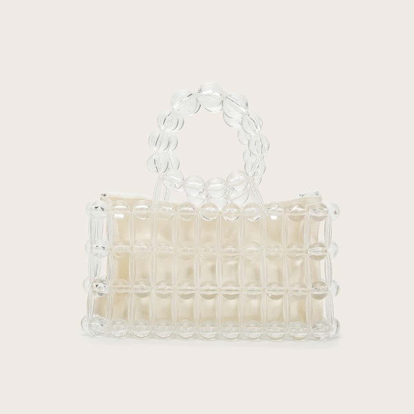 

Hollow Out Crystal Satchel Bag, Clear
