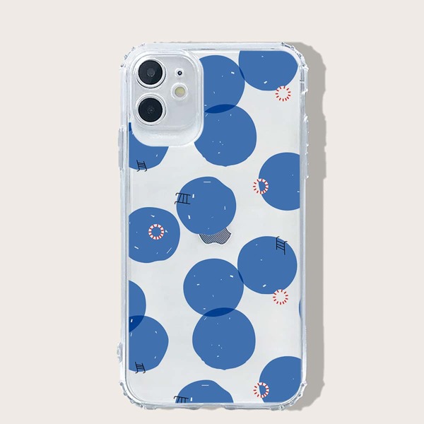 

Polka Dot Clear iPhone Case, Blue