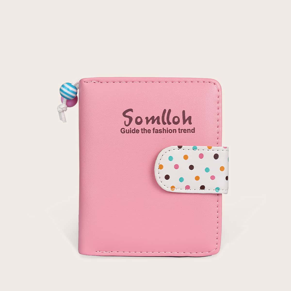 

Polka Dot Zip Around Purse, Baby pink