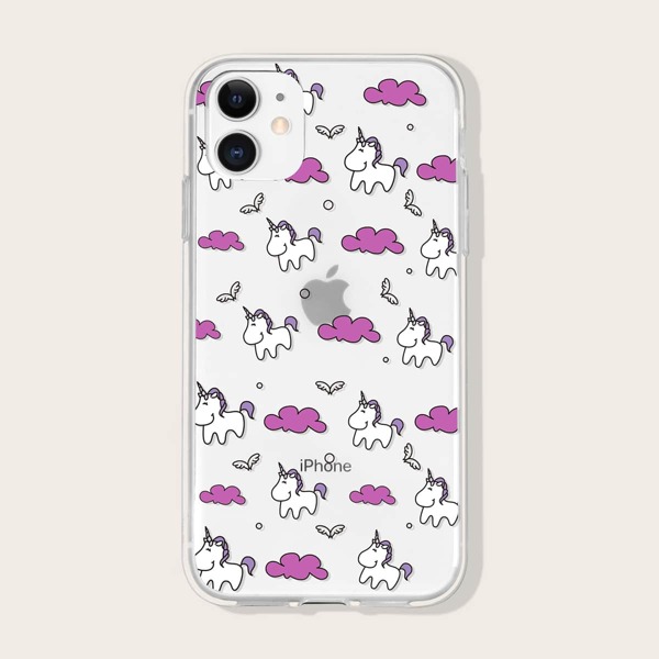 

Чехол для iPhone с рисунком единорога и облаков, Многоцветный