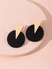 Geo Stud Earrings - Black - View 1