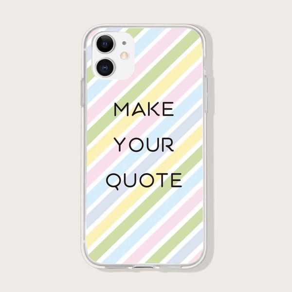 

Slogan Graphic Striped iPhone Case, Multicolor