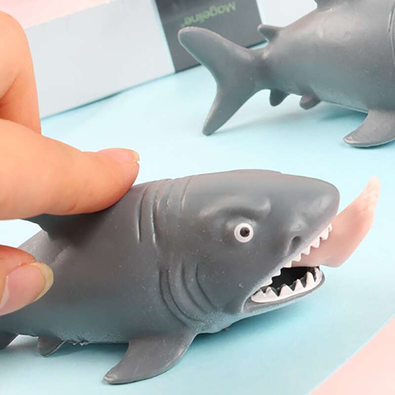 

1pc Tricky Soft Shark Squeeze Toy, Grey