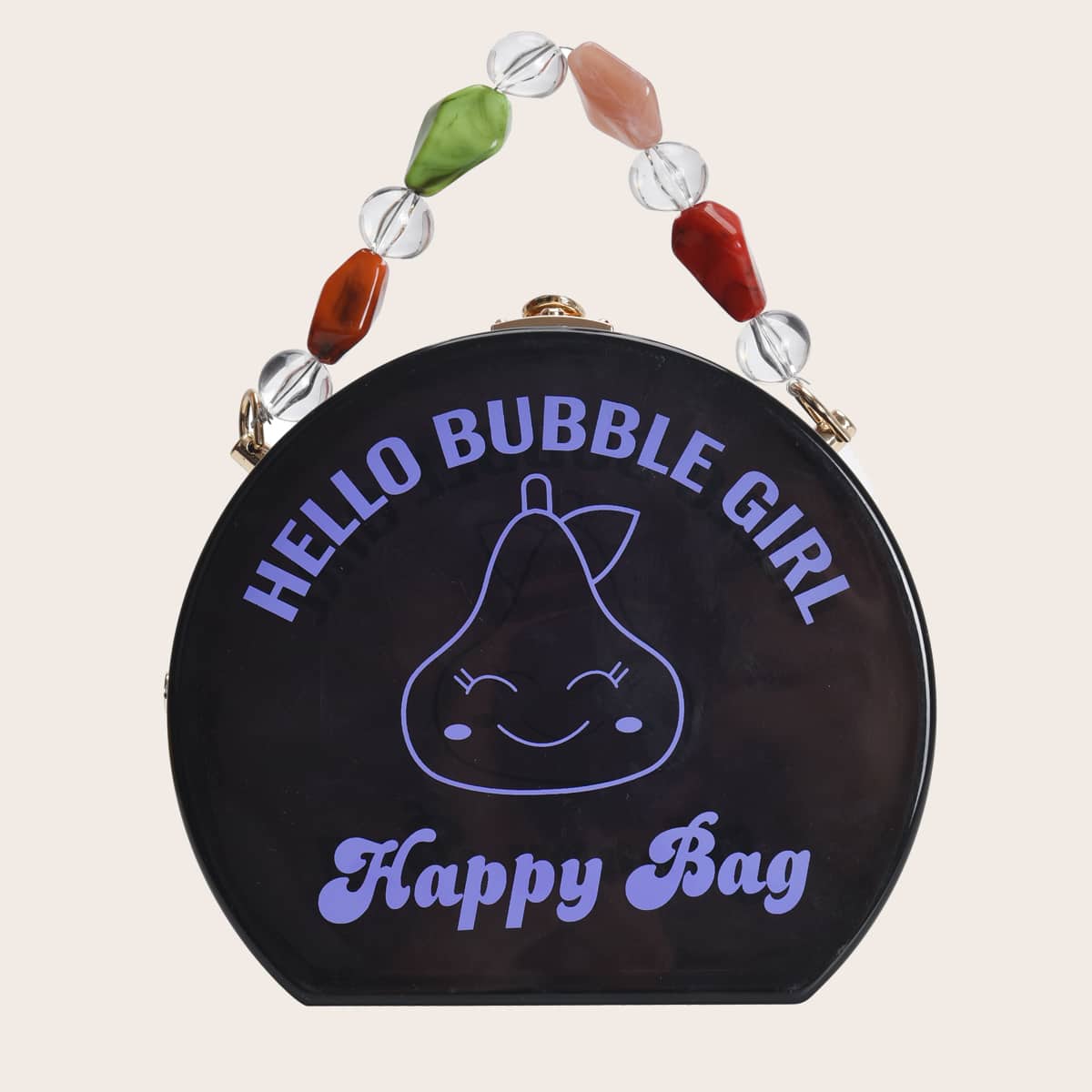 

Clear Letter Graphic Box Bag, Black