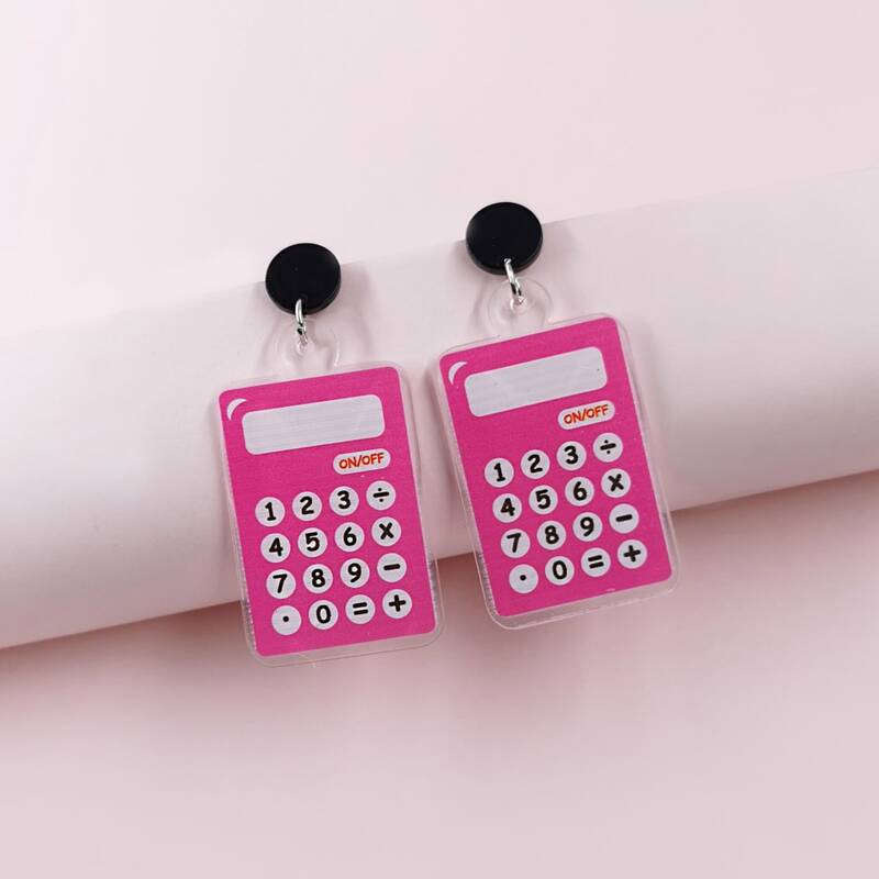 

Geo Drop Earrings, Hot pink
