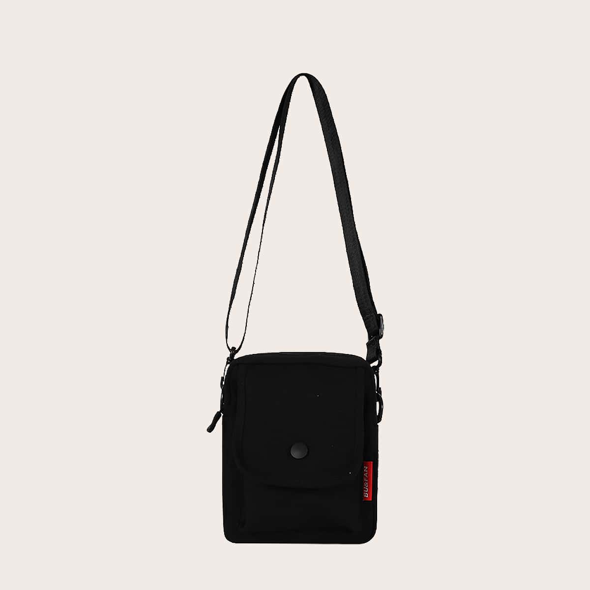 

Guys Snap Button Crossbody Bag, Black