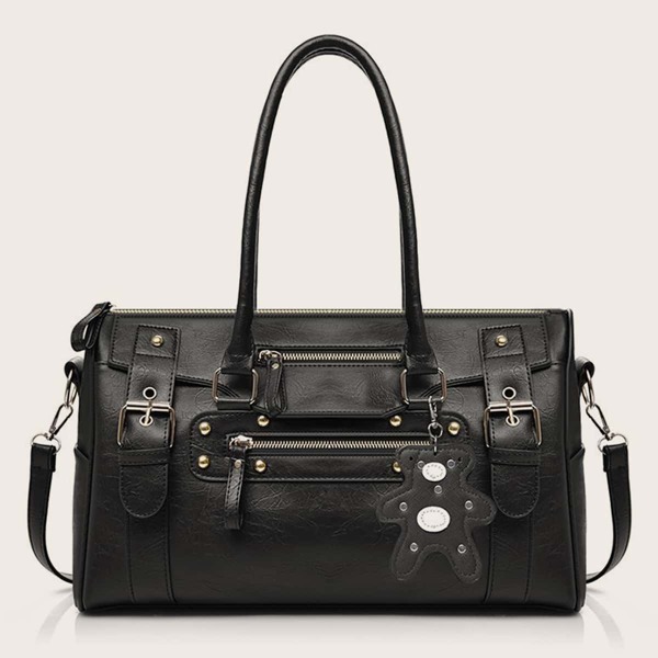 

Studded Decor Boston Bag, Black