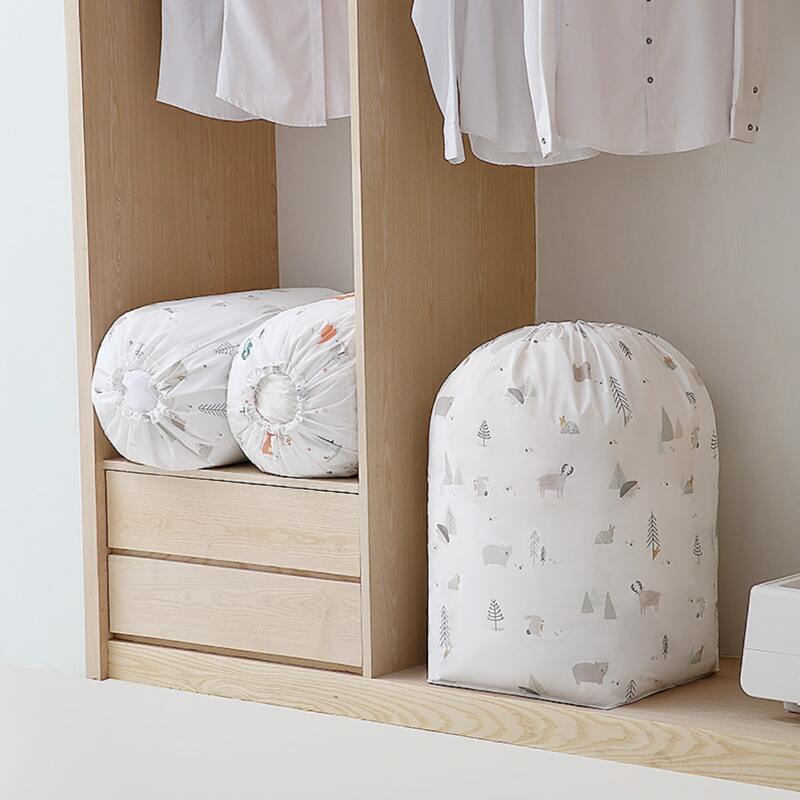 

1pc Random Cartoon Drawstring Clothing Quilt Storage Bag, White