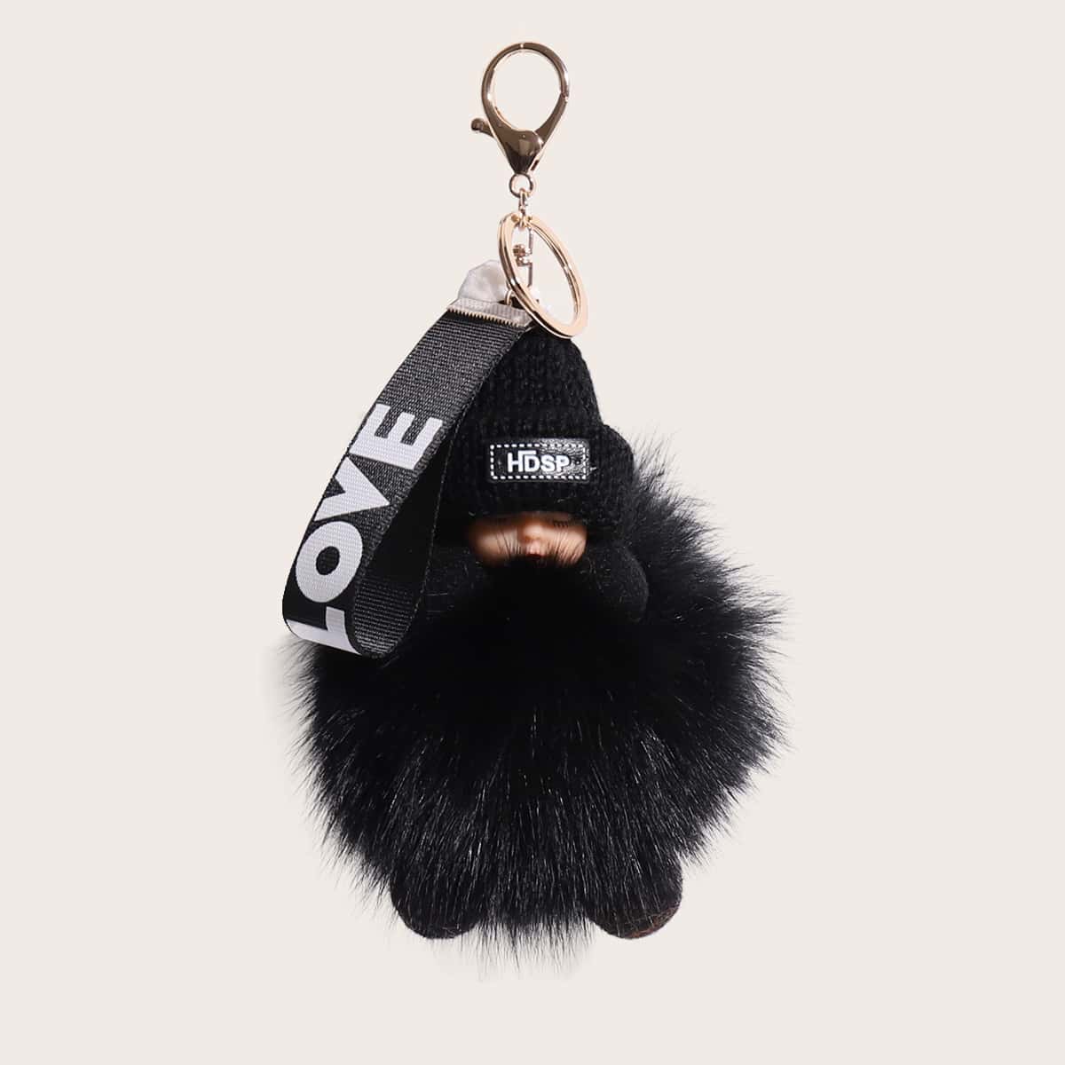 

Figure Decor Fluffy Bag Charm, Black