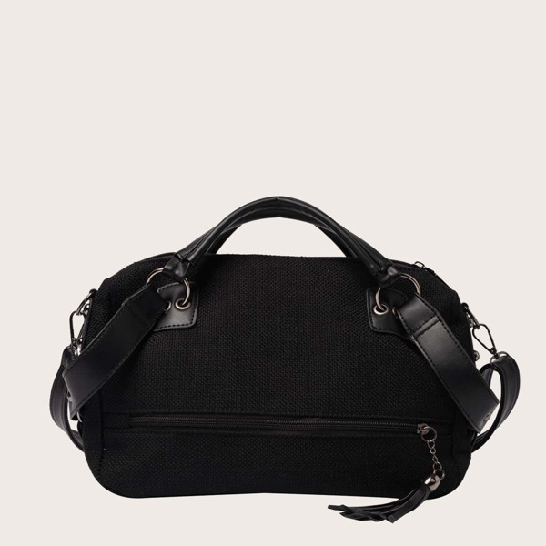 

Tassel Charm Boston Bag, Black