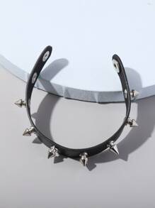 Studded Decor PU Bracelet - Black - View 2