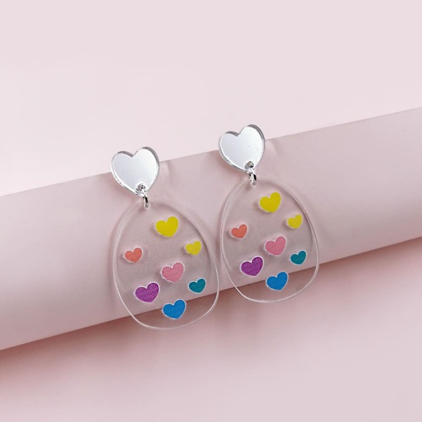 

Heart Pattern Drop Earrings, Multicolor