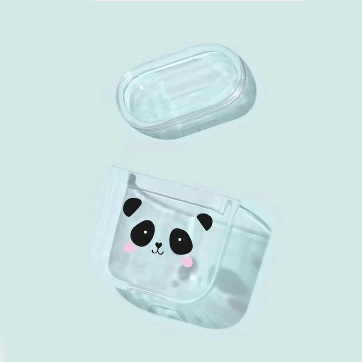 

Cartoon Panda Print AirPods Case, Clear
