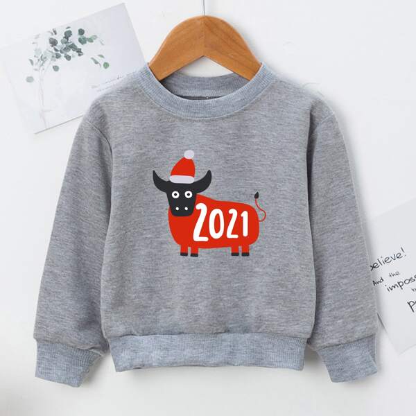 

Toddler Boys Cartoon & Number Print Sweatshirt, Grey