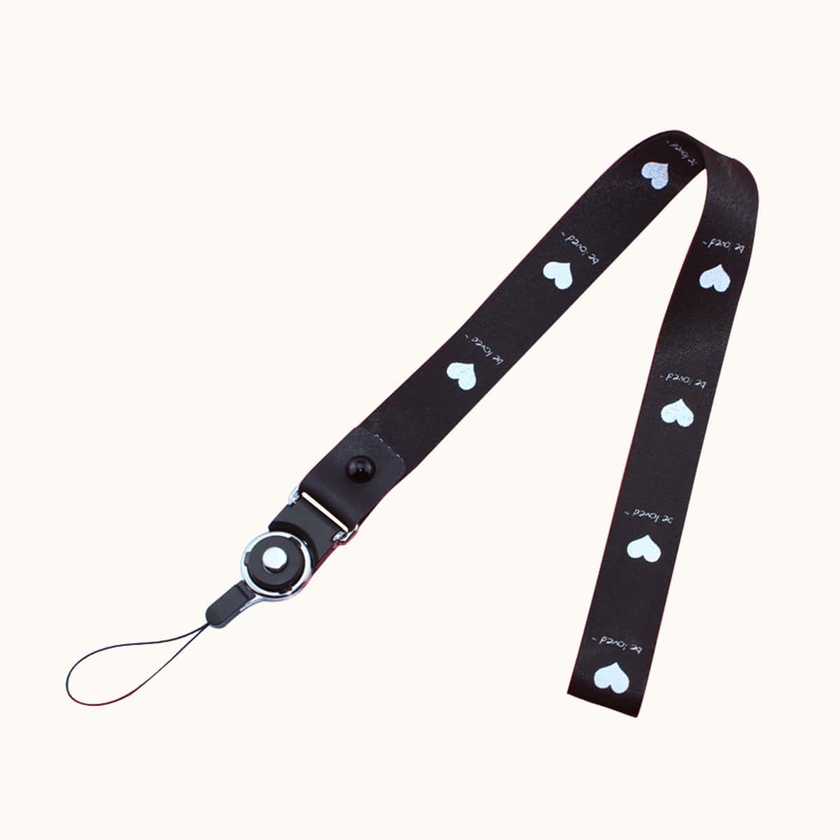 

Heart Print Phone Lanyard, Black
