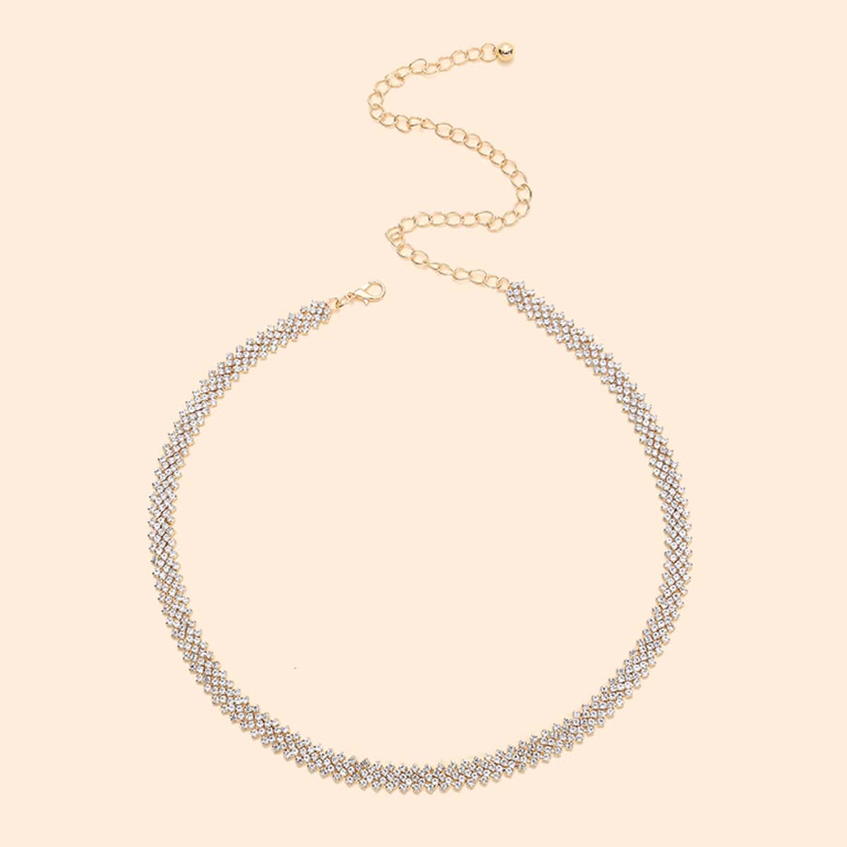 

Rhinestone Decor Chain Belt, Gold