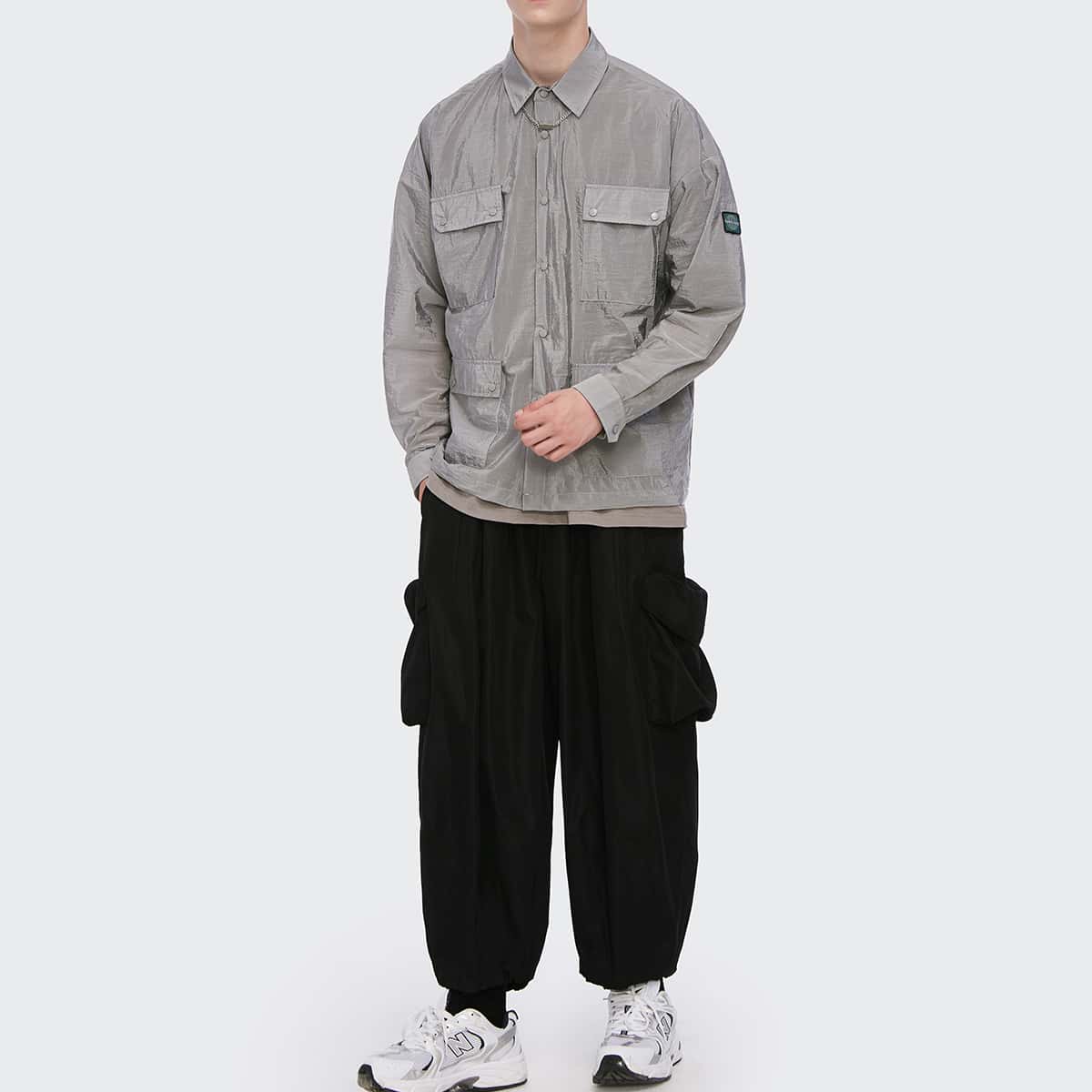 

Guys Solid Oversized Cargo Pants, Black