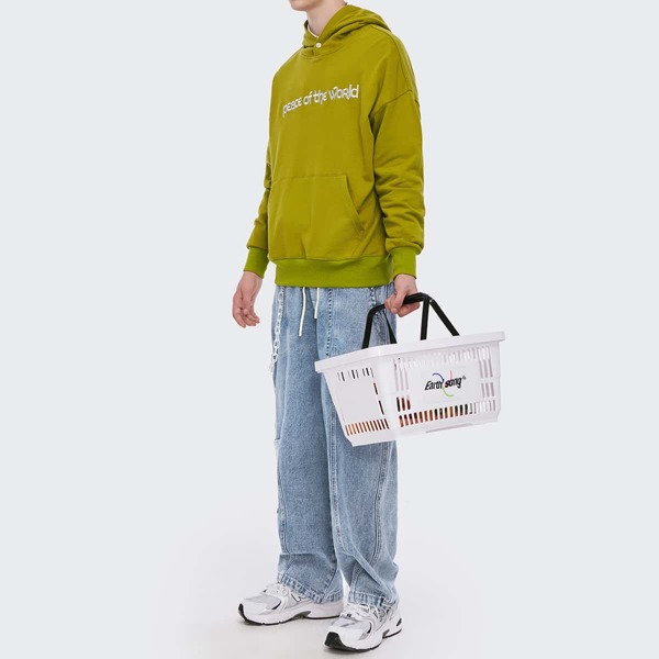 

Men Tie Waist Patch Pocket Jeans Without Chain, Light wash