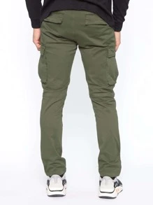 Manfinity Pantalones cargo con bolsillo con solapa - Verde militar - Ver 2