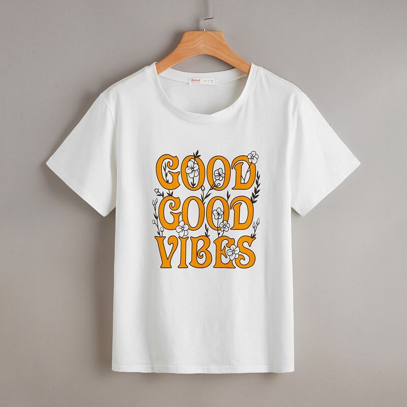 

Letter Flower Graphic Tee, White