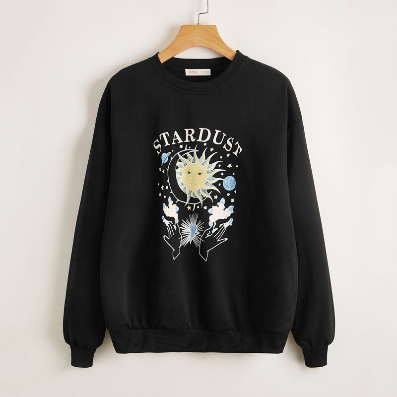 

Letter Sun & Moon Graphic Sweatshirt, Black
