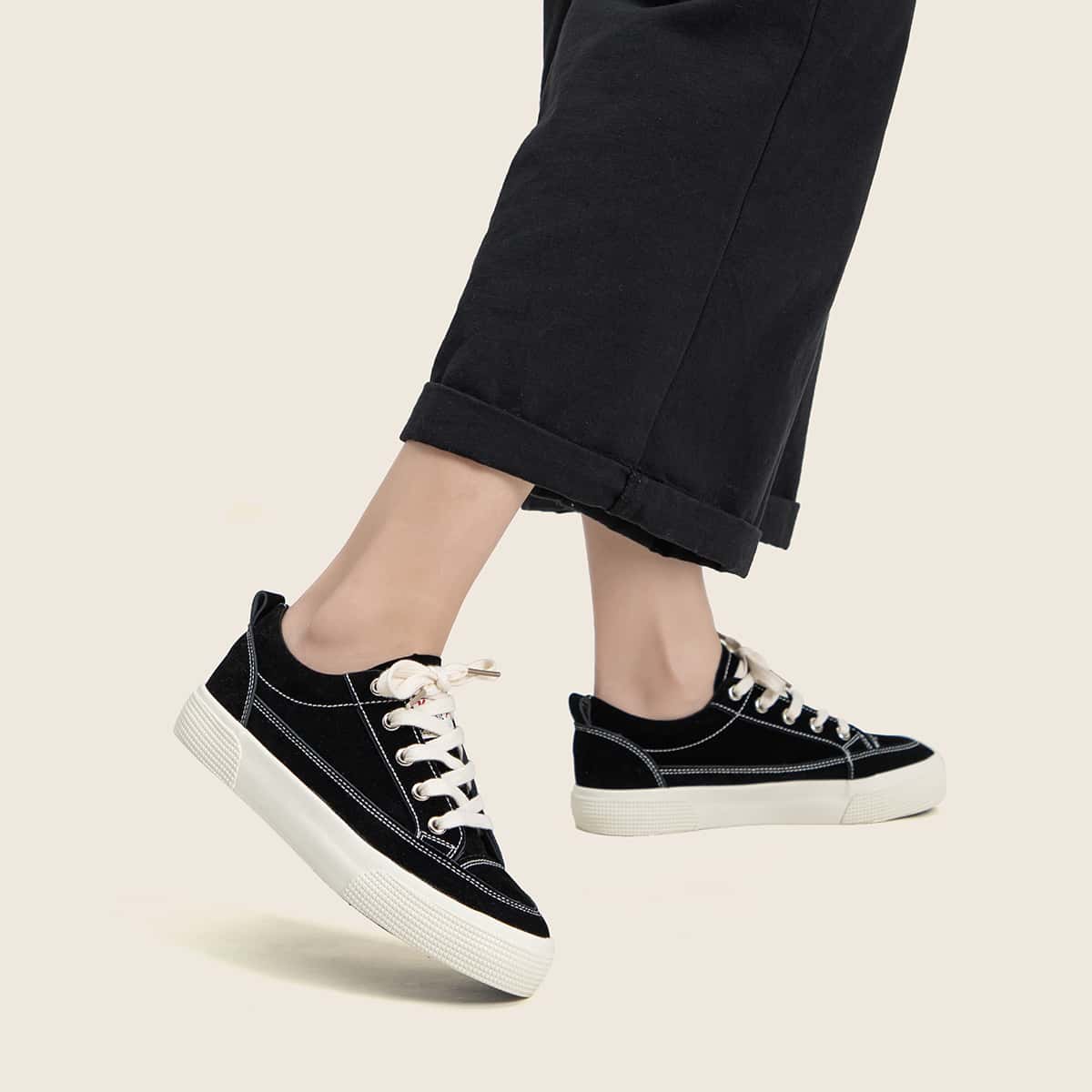 

Lace Up Front Skate Shoes, Black