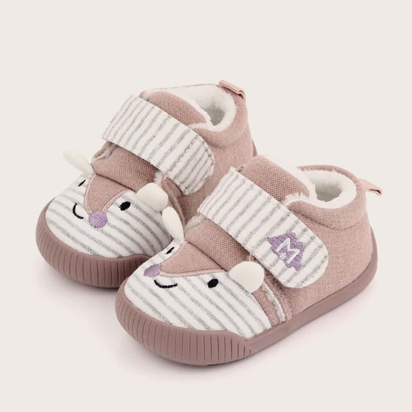 

Baby Girl Cartoon Design Velcro Strap Sneakers, Baby pink