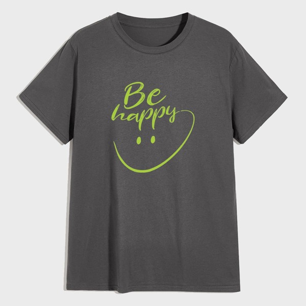 

Men Expression & Slogan Graphic Tee, Dark grey