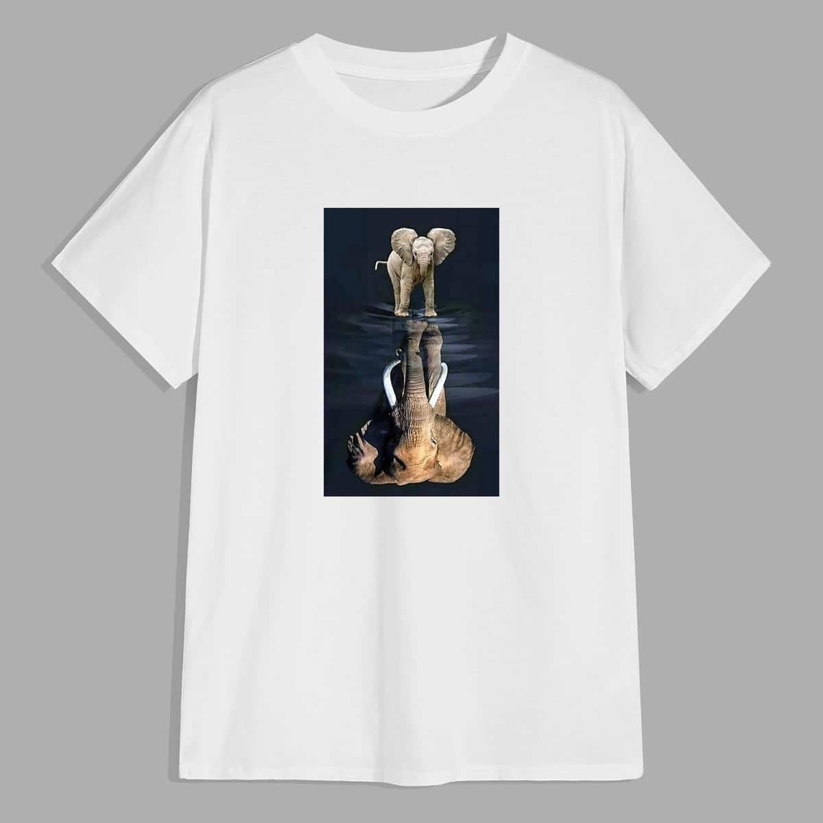 

Men Elephant Print Tee, White