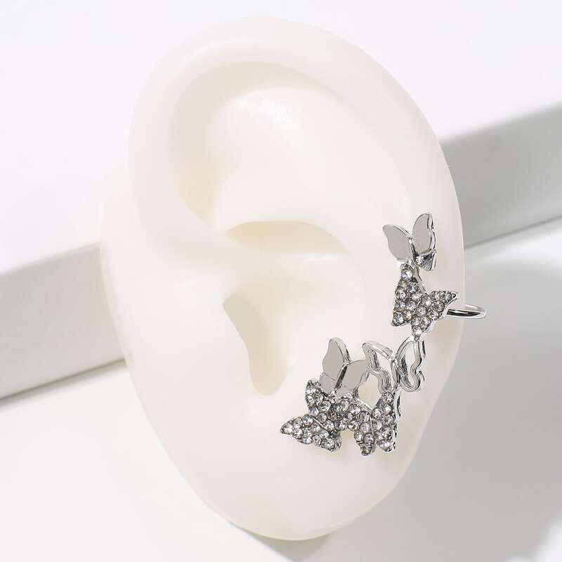 

1pc Rhinestone Butterfly Stud Earring, Gold