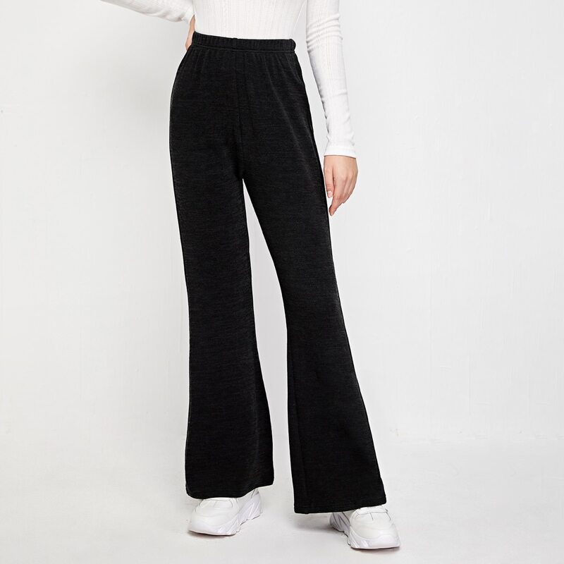 

High Waist Flare Leg Pants, Black