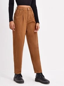 Quần jean Nút màu trơn Giải trí - màu nâu - Xem 3