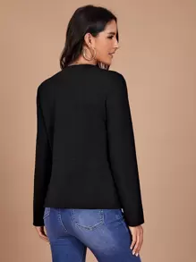 SHEIN Clasi Women Fashion Spring Classic Black Blazer For Daily Commute - Black - View 2