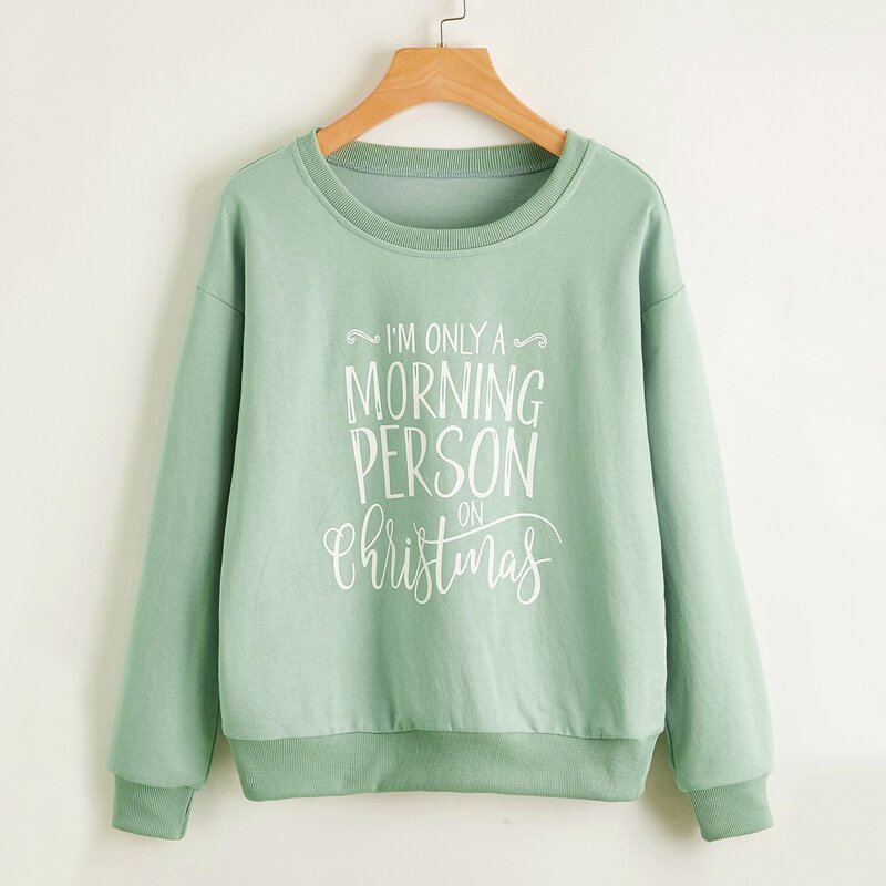 

Christmas Slogan Graphic Sweatshirt, Mint green