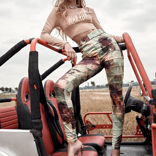

Tie Dye Elastic Waist Leggings, Multicolor