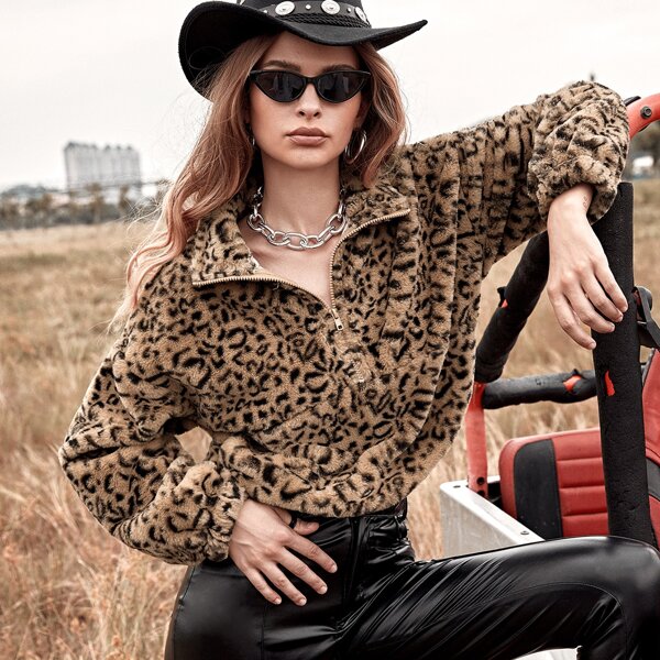 

Leopard Drop Shoulder Sweatshirt, Multicolor