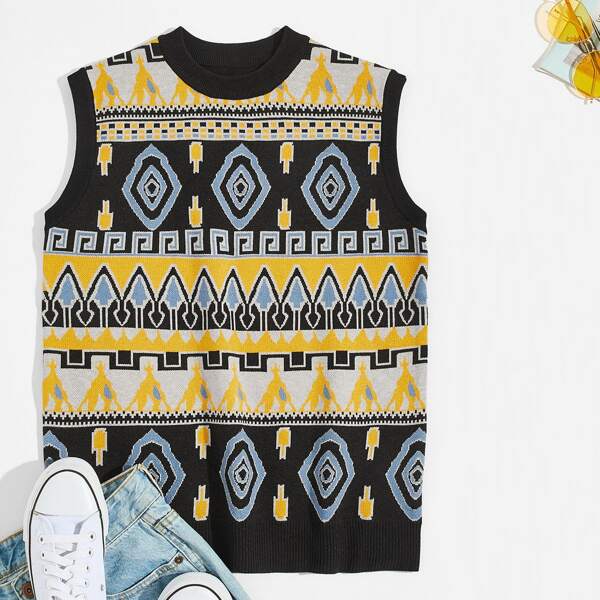 

Men Argyle Pattern Sweater Vest, Multicolor