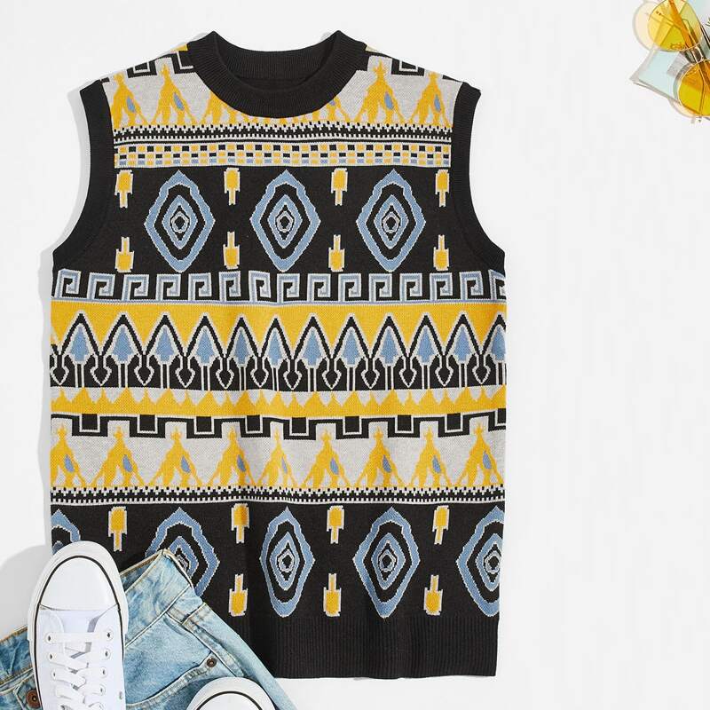 

Guys Argyle Pattern Sweater Vest, Multicolor