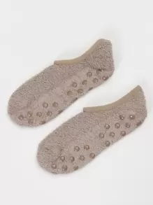 毛绒隐形袜子，运动防滑袜，适合健身房 - 駝色 - 查看 5