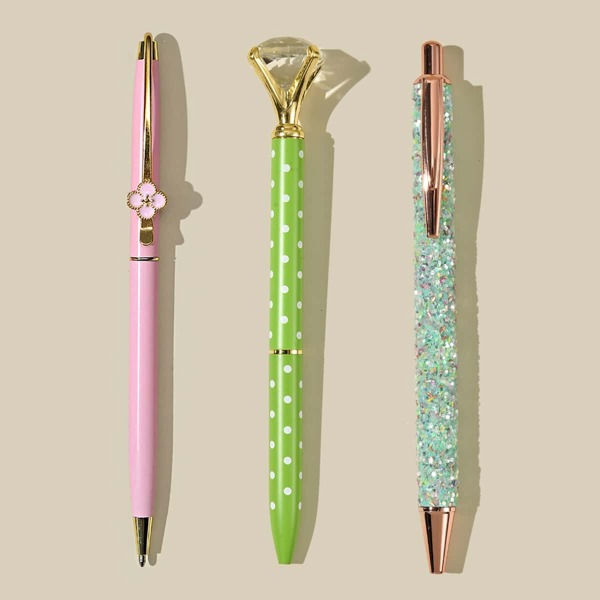 

3pcs Diamond Ballpoint Pen Set, Black