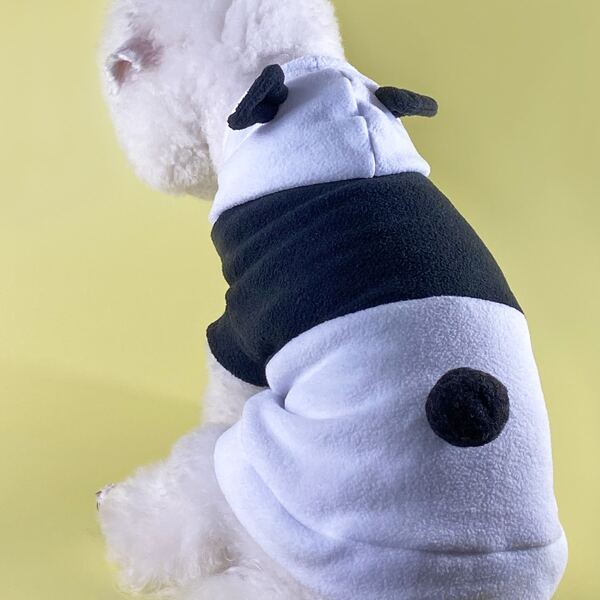 

Snap Button Two Tone Hooded Dog Coat, White