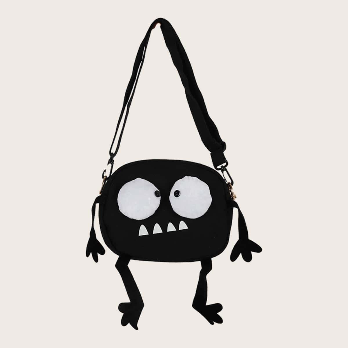 

Cartoon Shaped Crossbody Monster Bag, Black