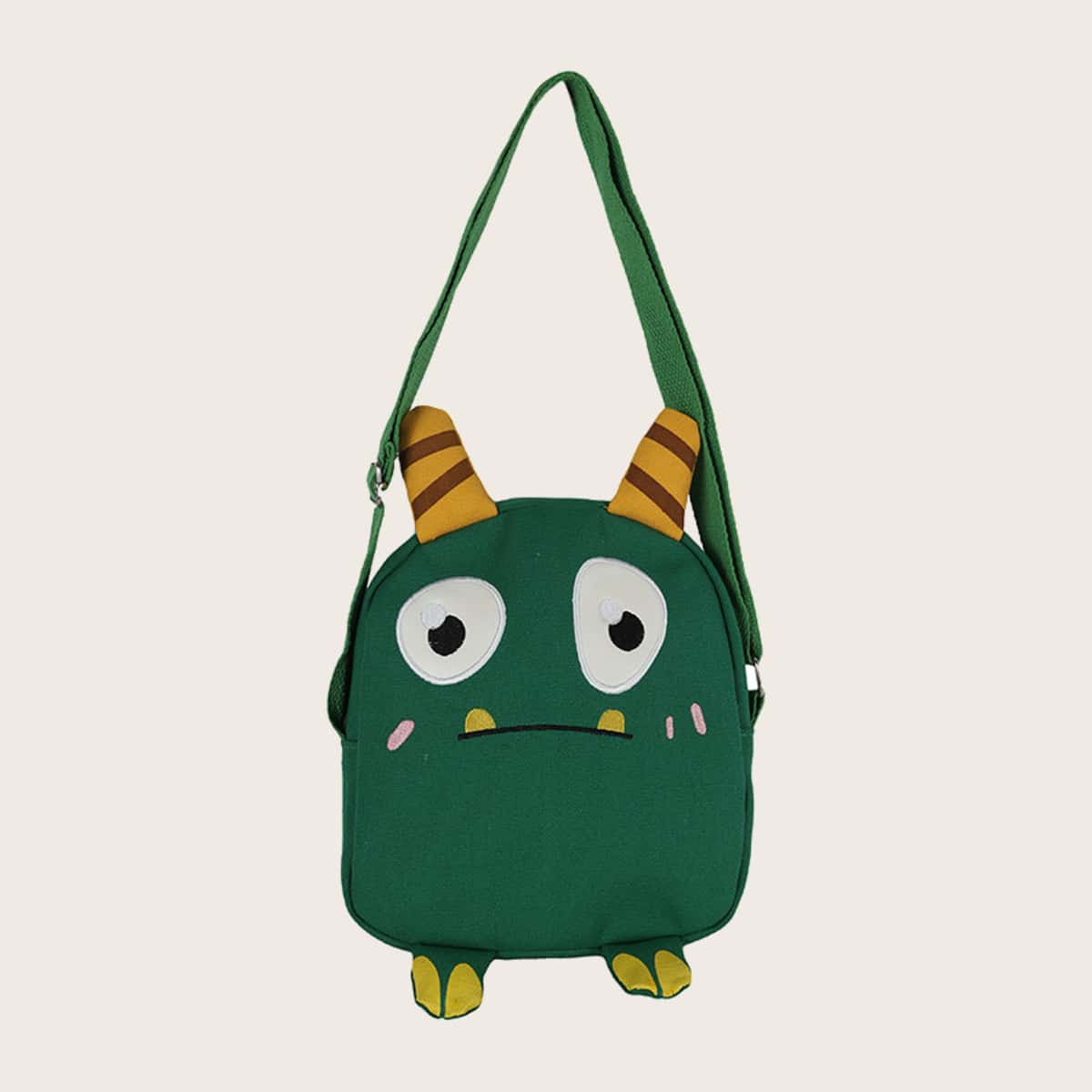 

Cartoon Shaped Canvas Crossbody Bag, Green