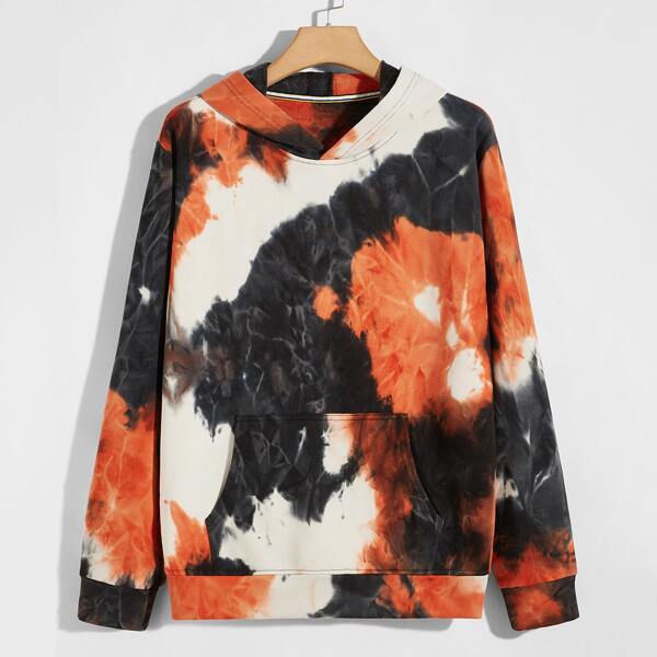 

Men Tie Dye Kangaroo Pocket Hoodie, Multicolor