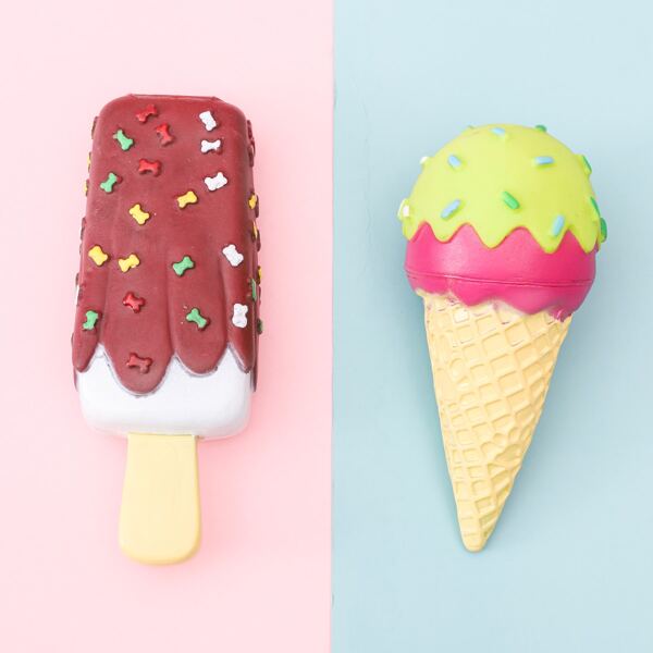 

2pcs Ice Cream Shaped Dog Toy, Multicolor