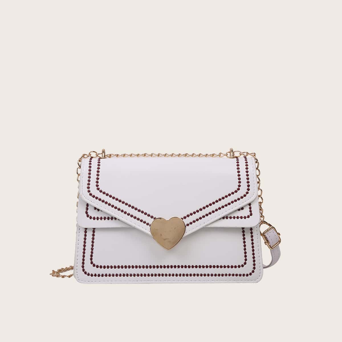 

Stitch Trim Chain Bag, White