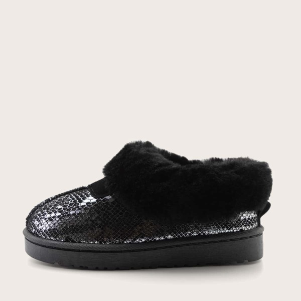 

Metallic Wide Fit Snow Boots, Black